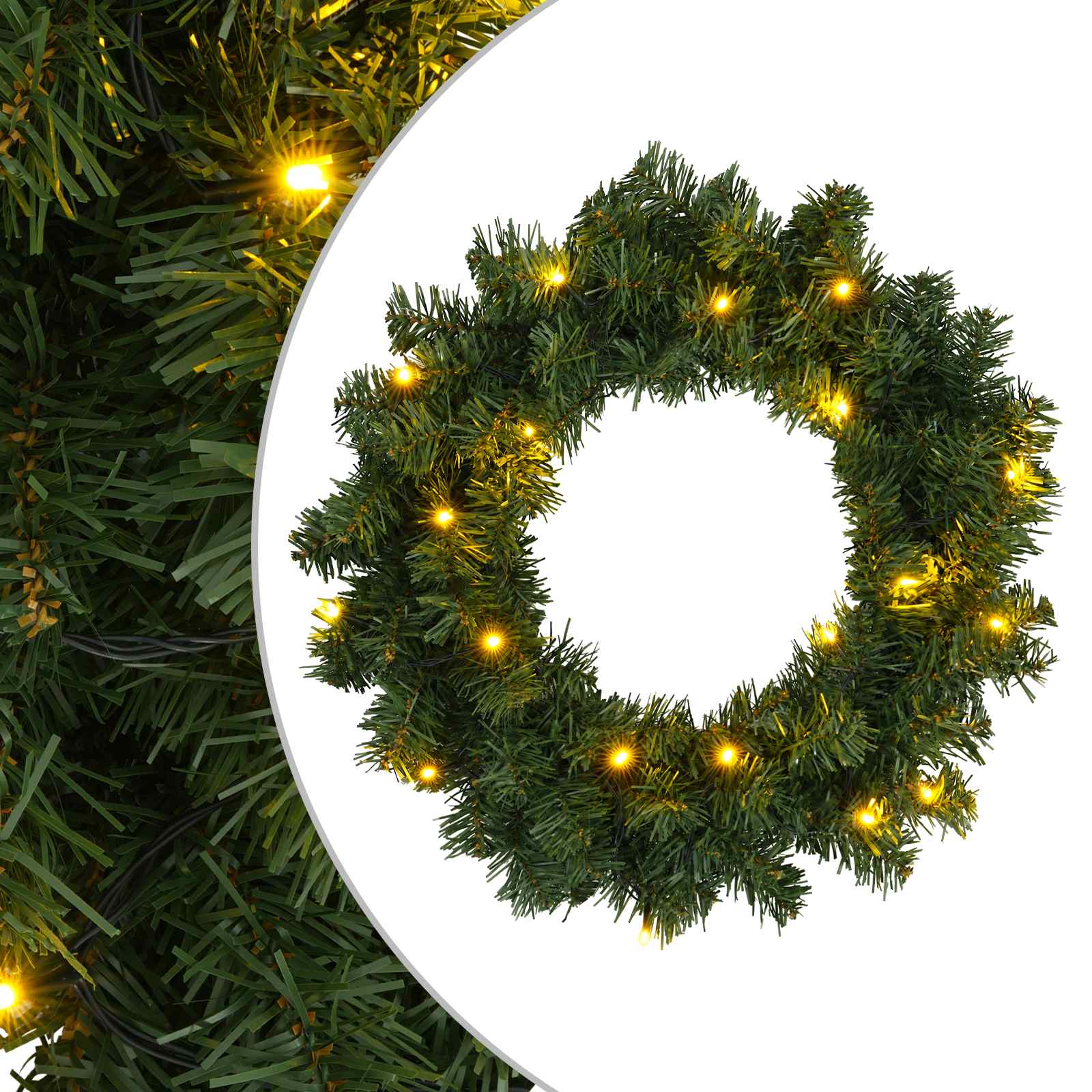 Božični Venec Zelena Ø 50 cm PVC 25 LED