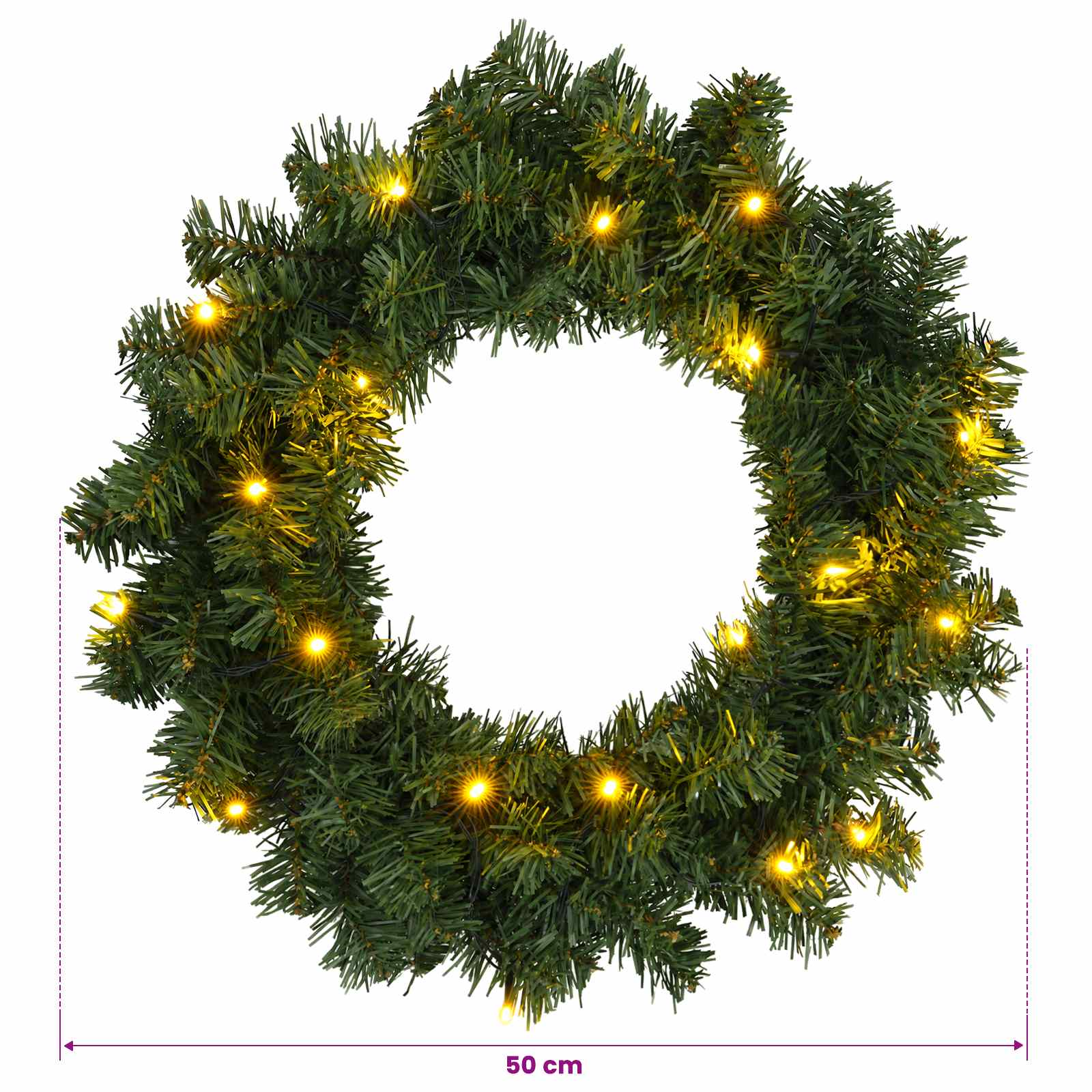 Božični Venec Zelena Ø 50 cm PVC 25 LED