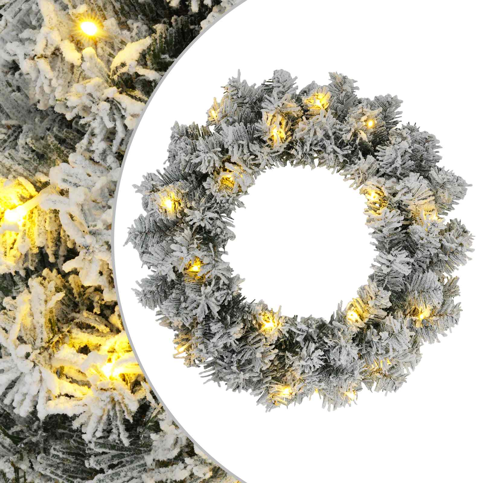 Božični Venec Zelena in Bela Ø 30 cm PVC 25 LED