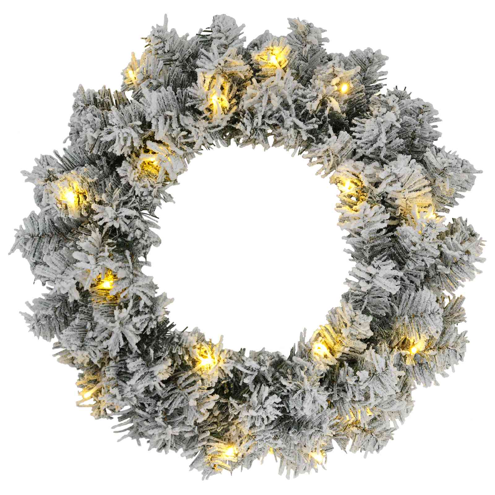 Božični Venec Zelena in Bela Ø 30 cm PVC 25 LED