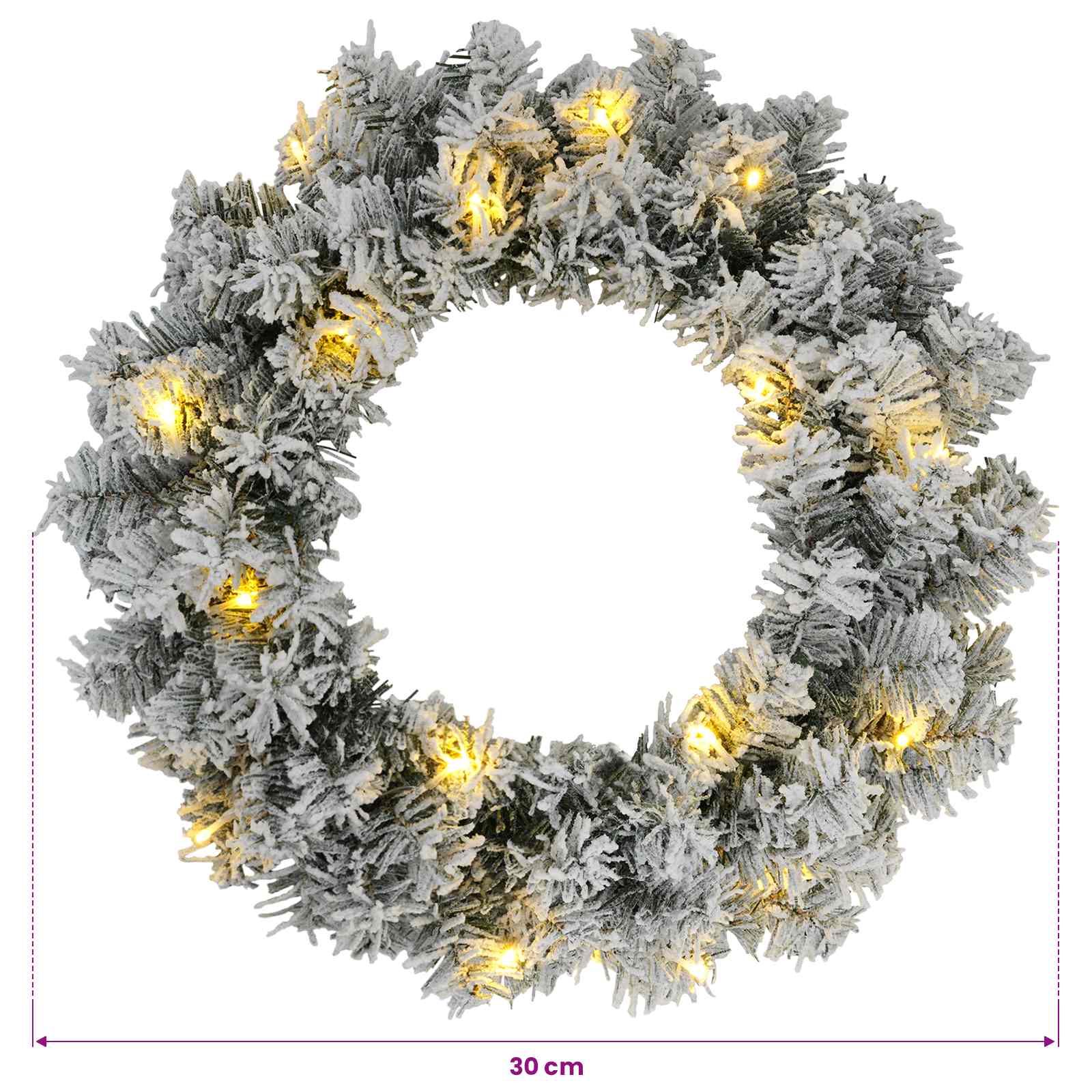 Božični Venec Zelena in Bela Ø 30 cm PVC 25 LED