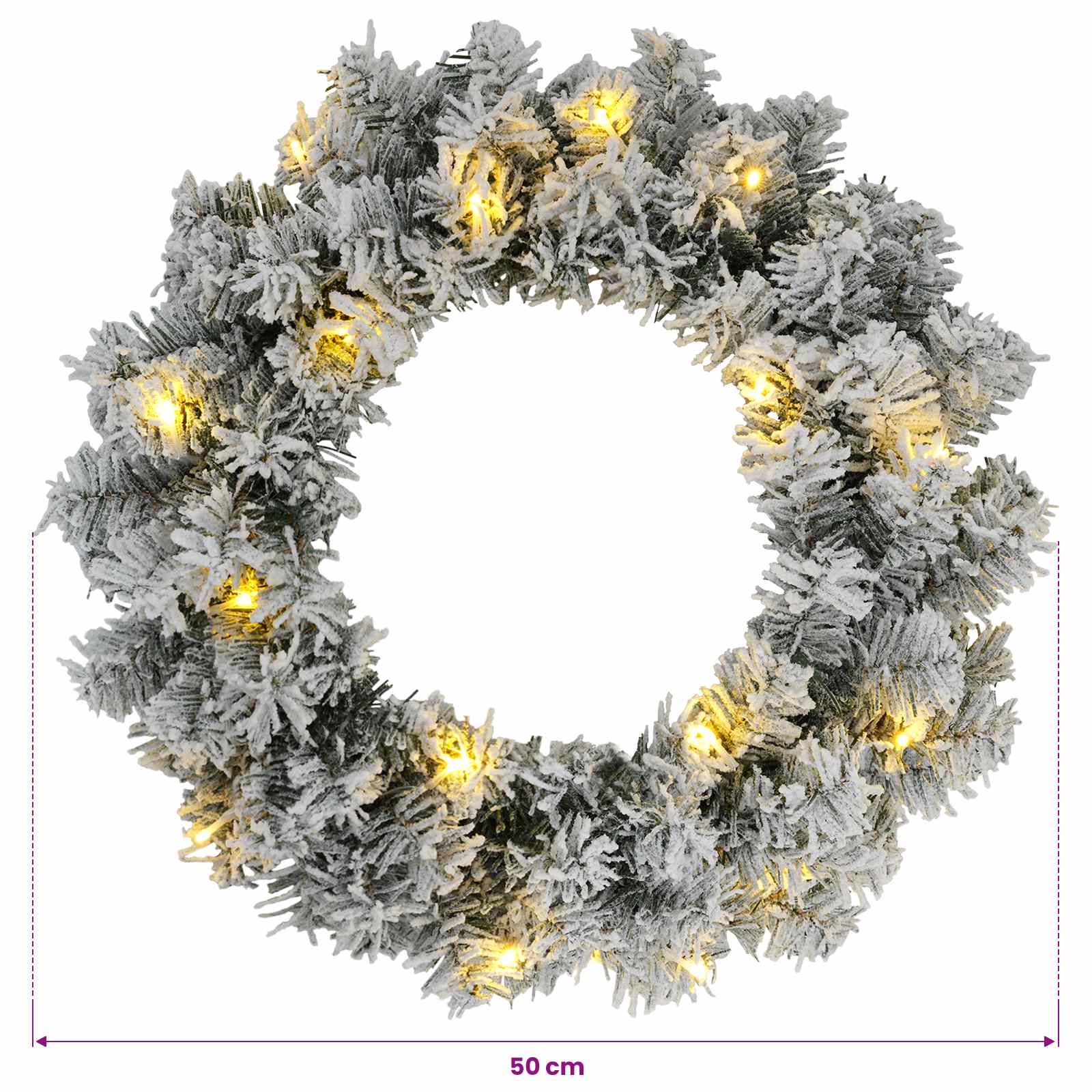 Božični Venec Zelena in Bela Ø 50 cm PVC 25 LED