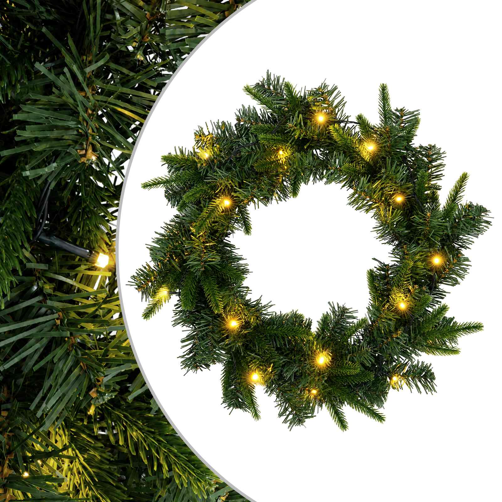 Božični Venec Zelena Ø 30 cm PVC in PE 25 LED