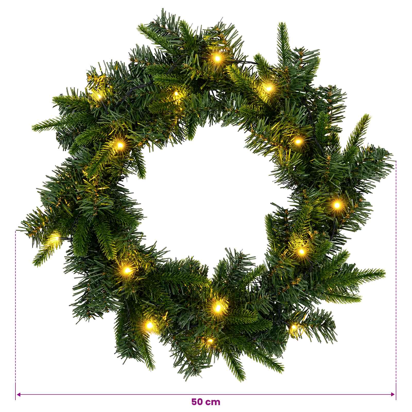Božični Venec Zelena Ø 50 cm PVC in PE 25 LED