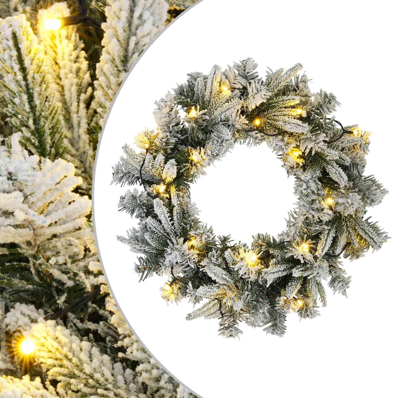 vidaXL Vianočný veniec Zelená a biela Ø 30 cm PVC a PE 25 LED