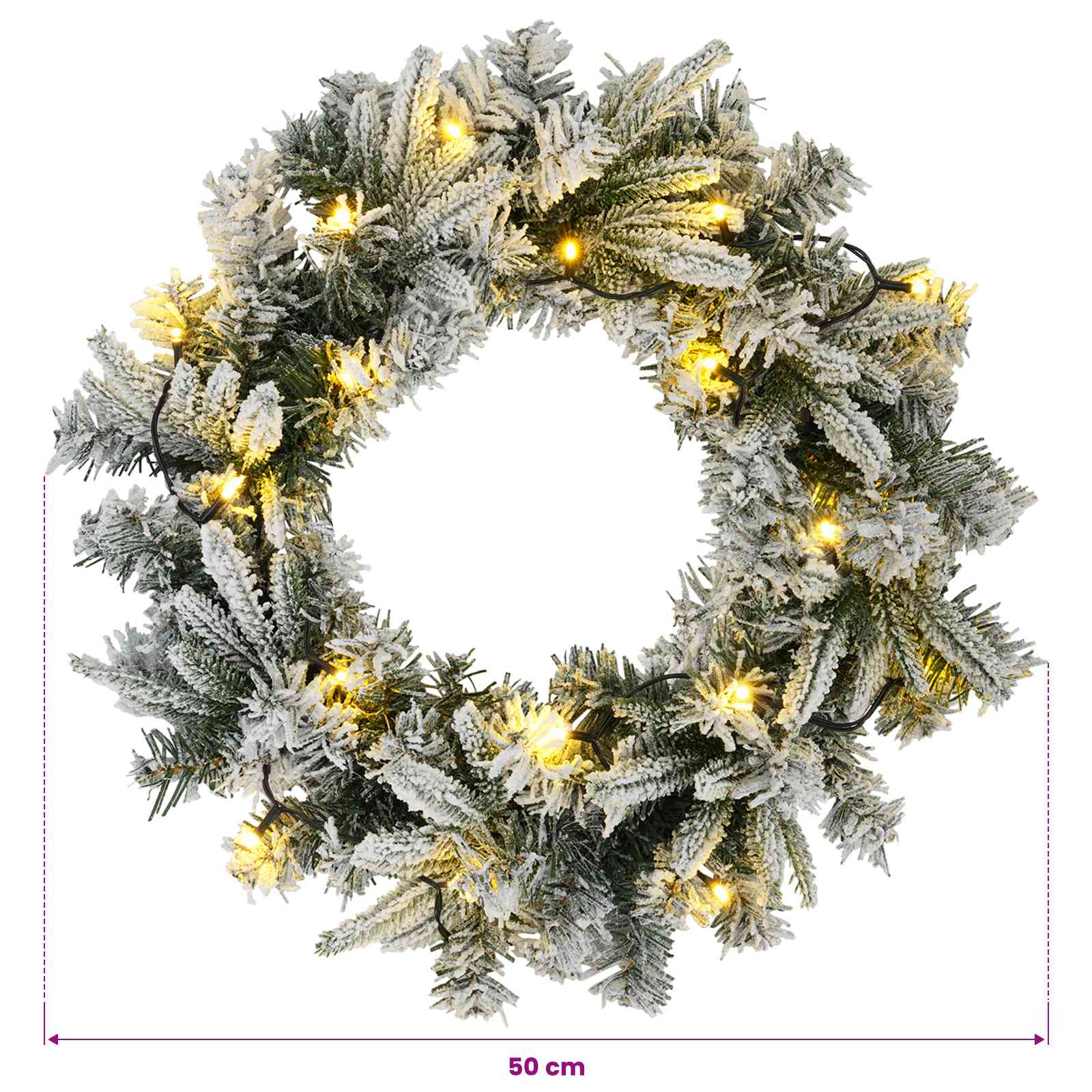 Božični Venec Zelena in Bela Ø 50 cm PVC in PE 25 LED