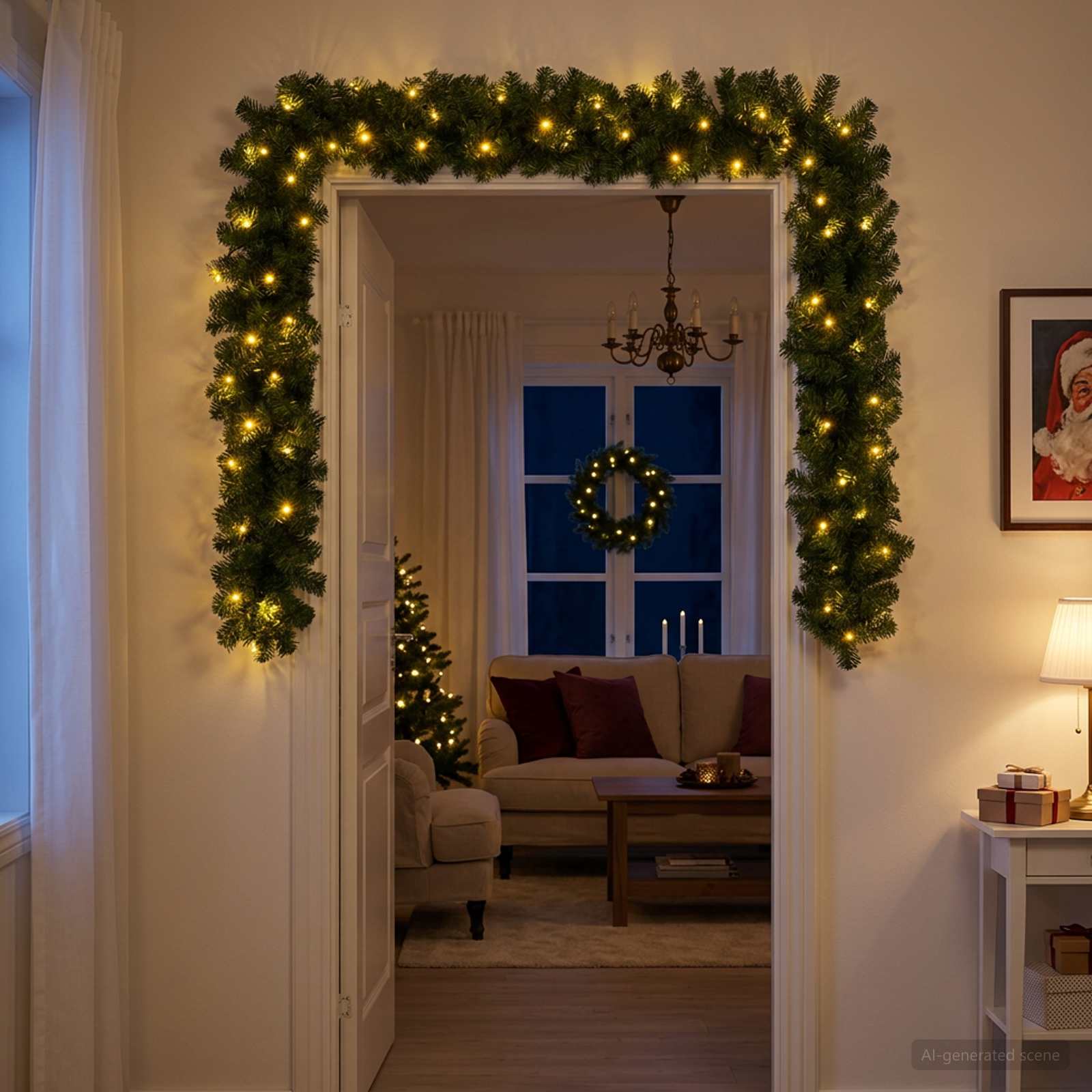 Božična girlanda Zelena 270 cm PVC 50 LED