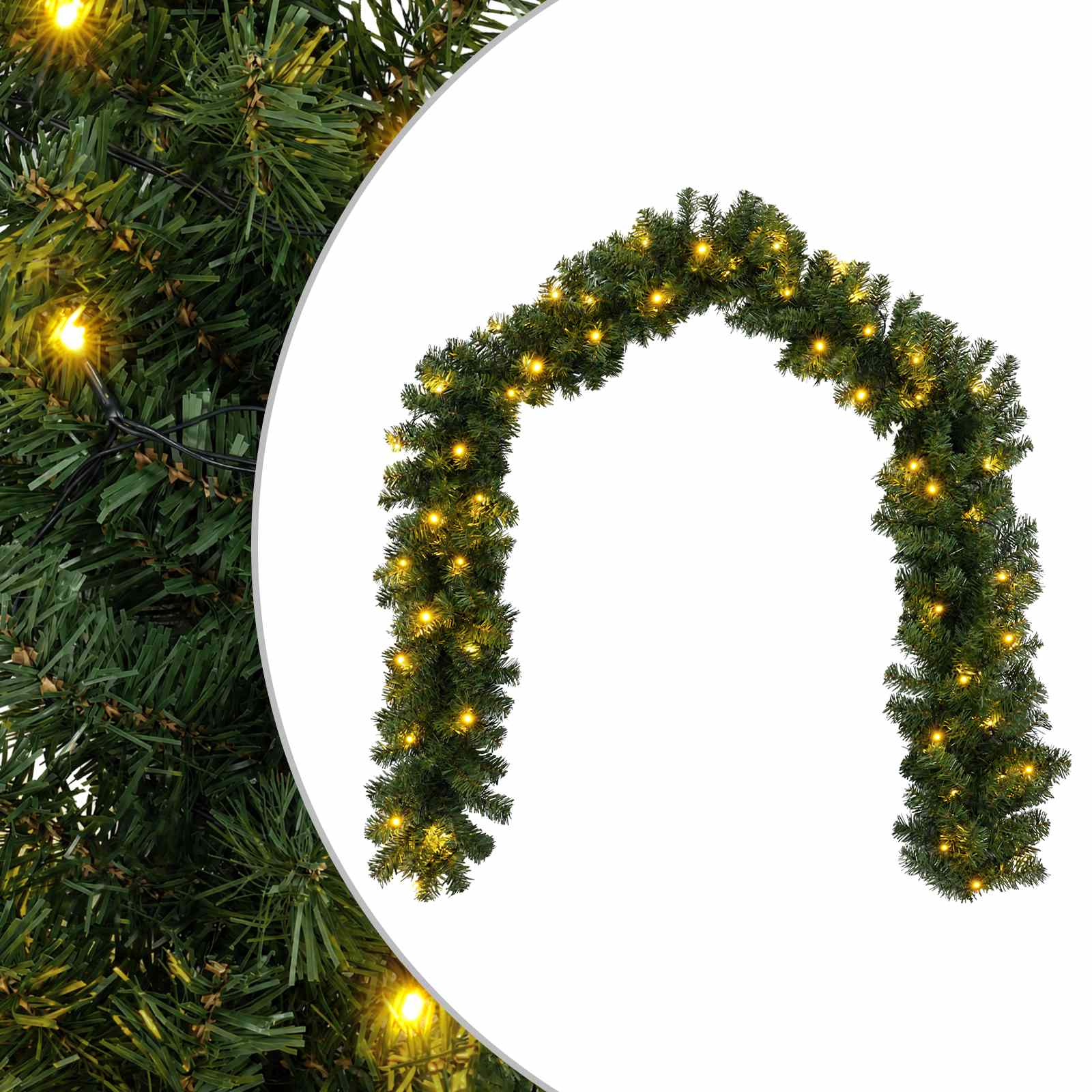 Božična girlanda Zelena 270 cm PVC 50 LED