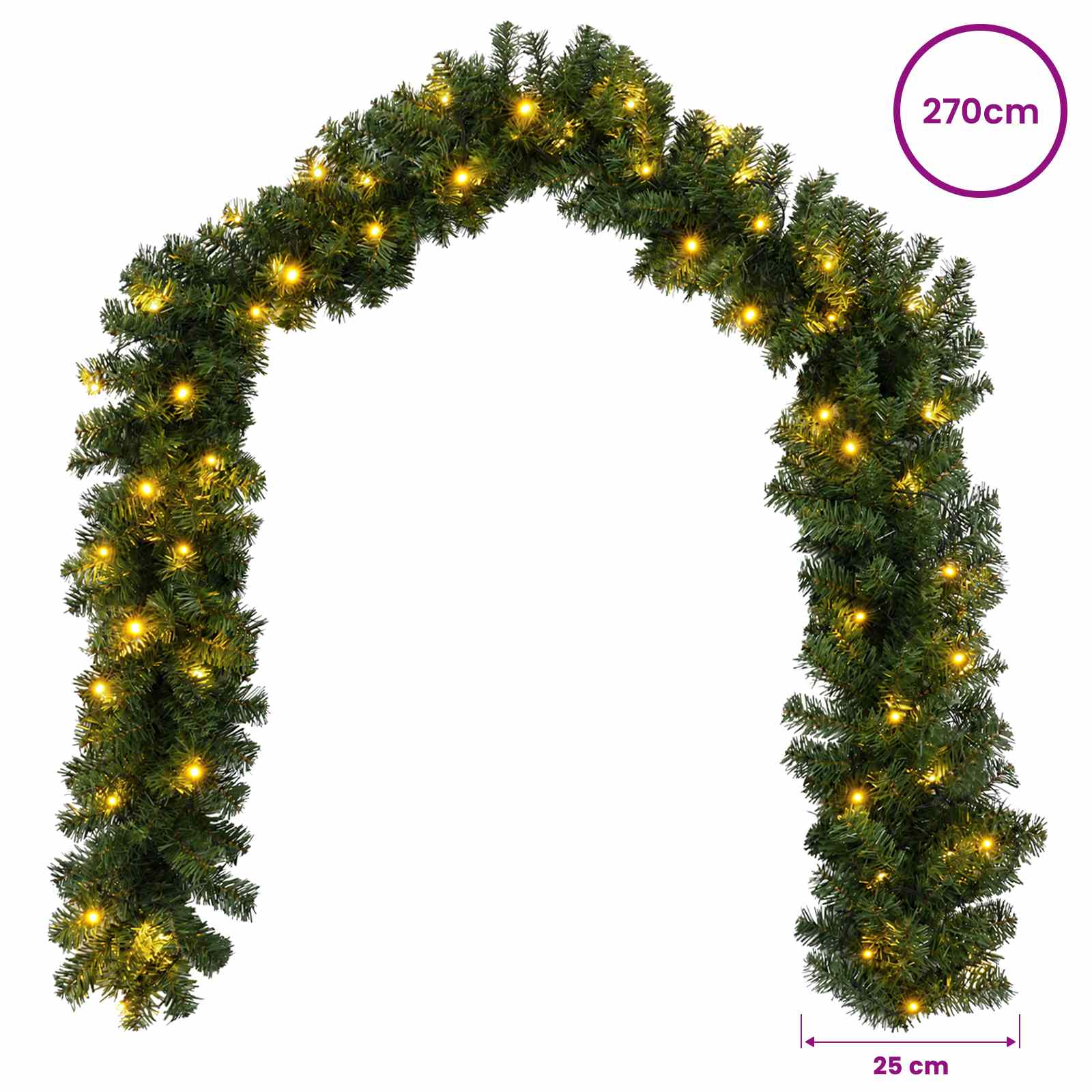 Božična girlanda Zelena 270 cm PVC 50 LED