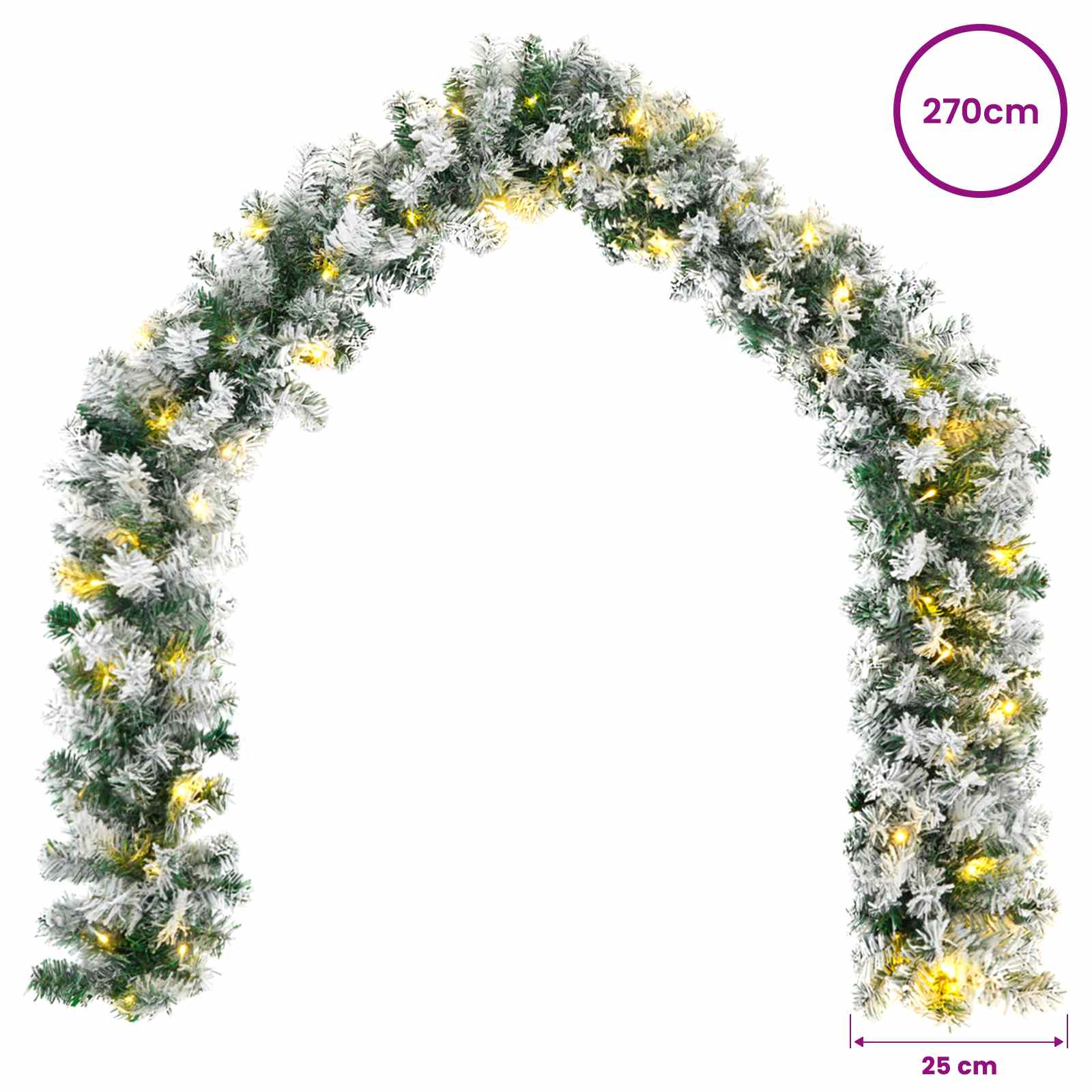Božična girlanda Zelena in Bela 270 cm PVC 50 LED