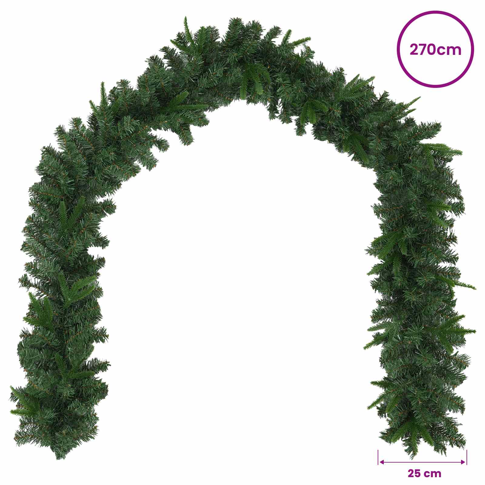 Božična girlanda Zelena 270 cm PVC in PE