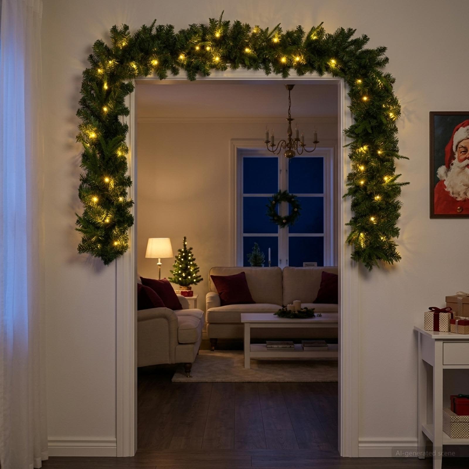 vidaXL Julekrans Grøn 270 cm PVC og PE 50 LED'er