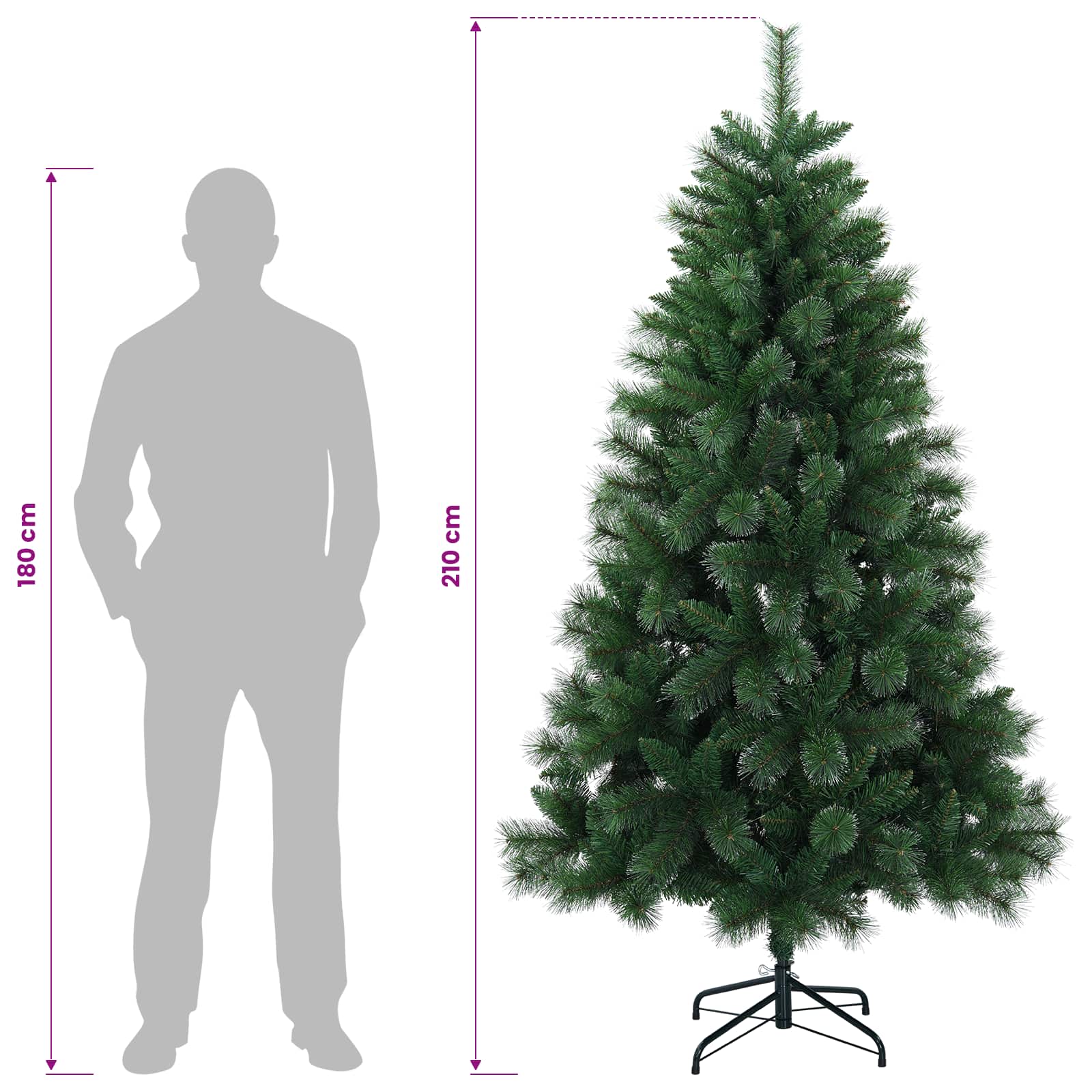 Umestno božično drevo 210 cm PVC in kovina Zelena
