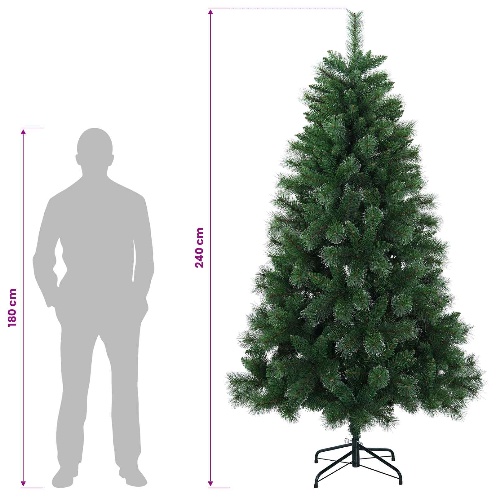 Umestno božično drevo 240 cm PVC in kovina Zelena