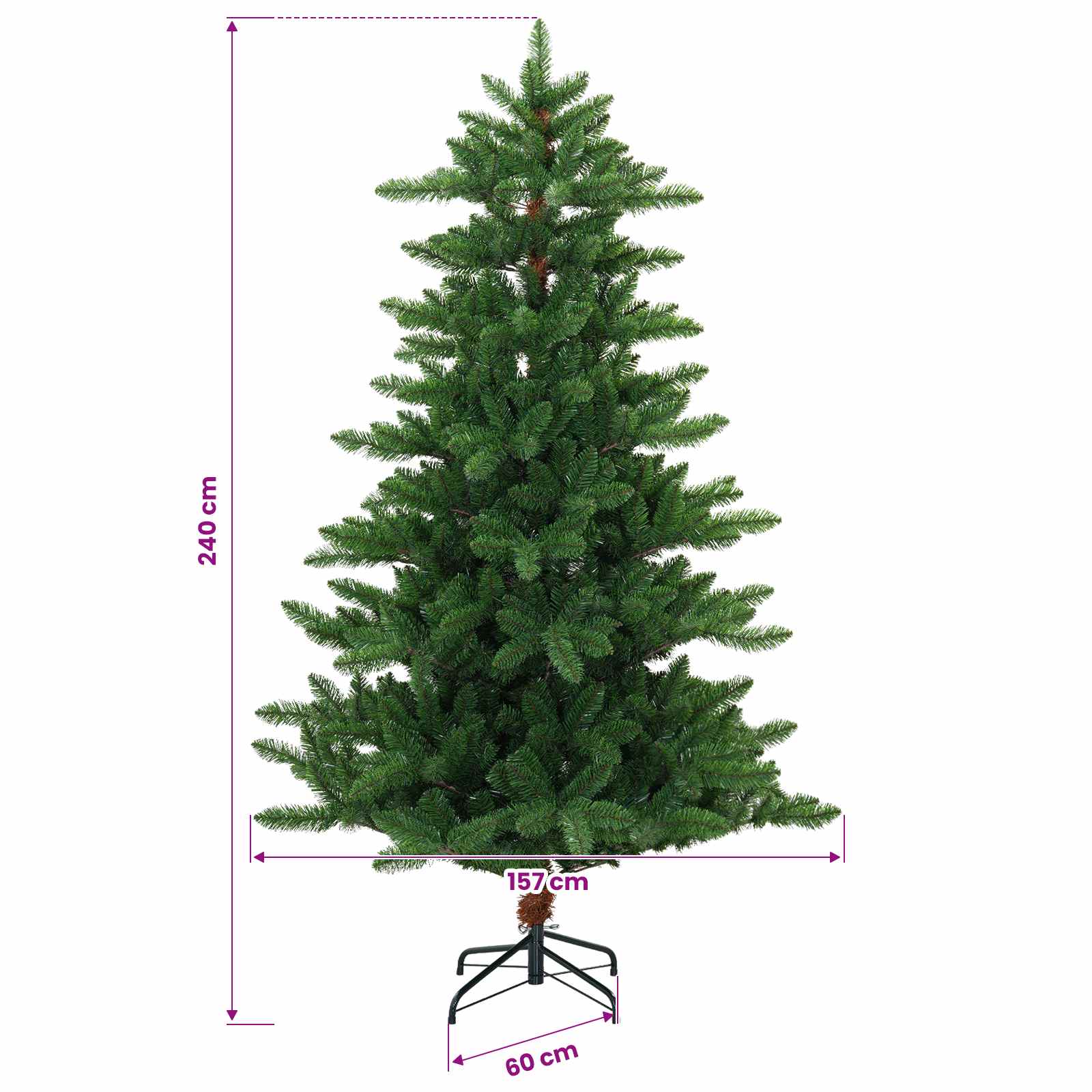 Umestno božično drevo 240 cm PVC in kovina Zelena