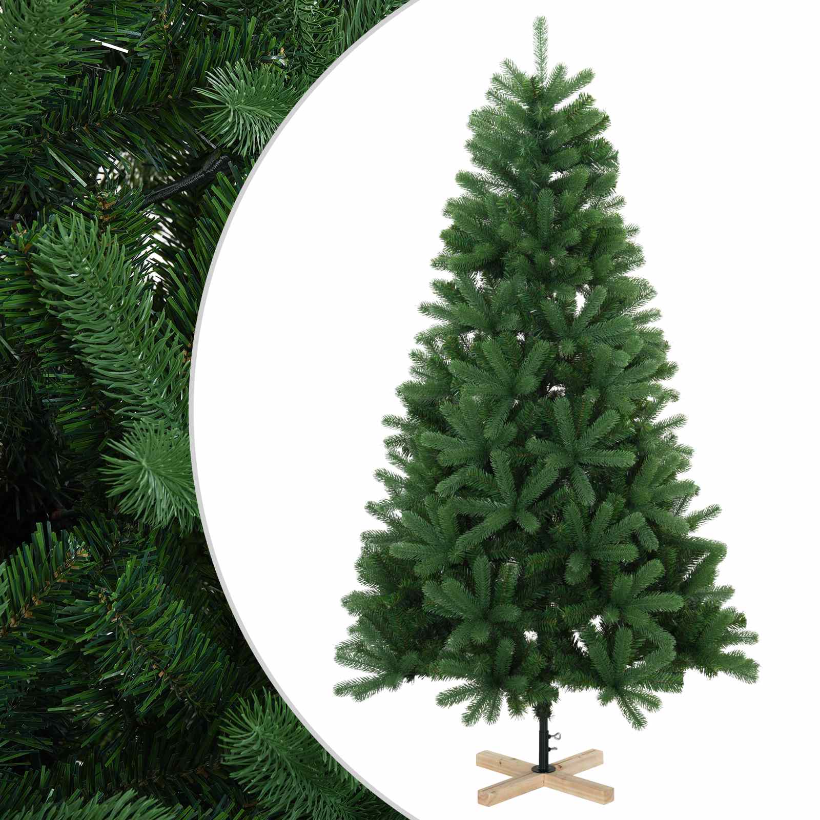 Umestno božično drevo 210 cm PVC in trden borov les Zelena