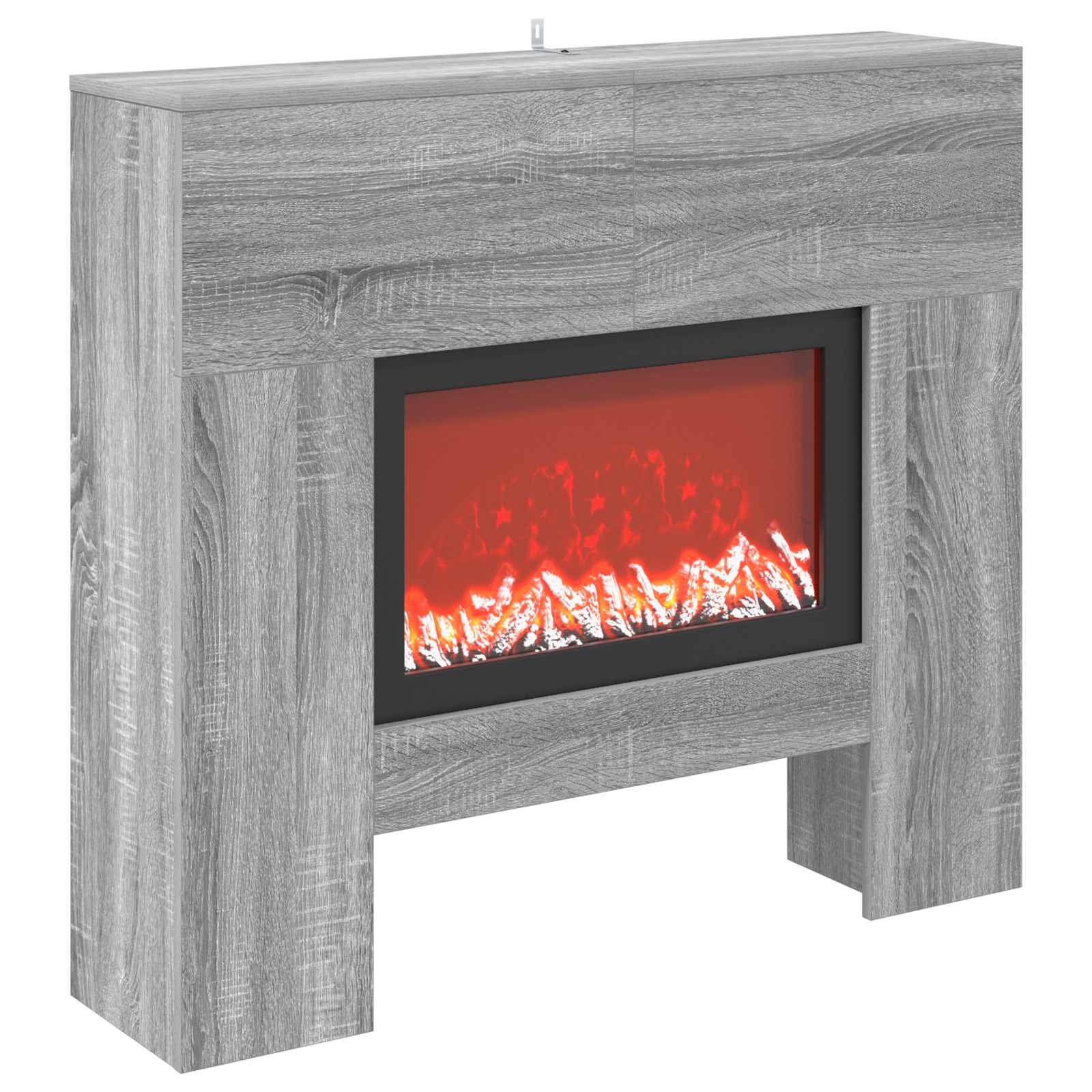 vidaXL Elektrický krb Sivý Sonoma 100 x 24,5 x 90 cm Kompozitné drevo