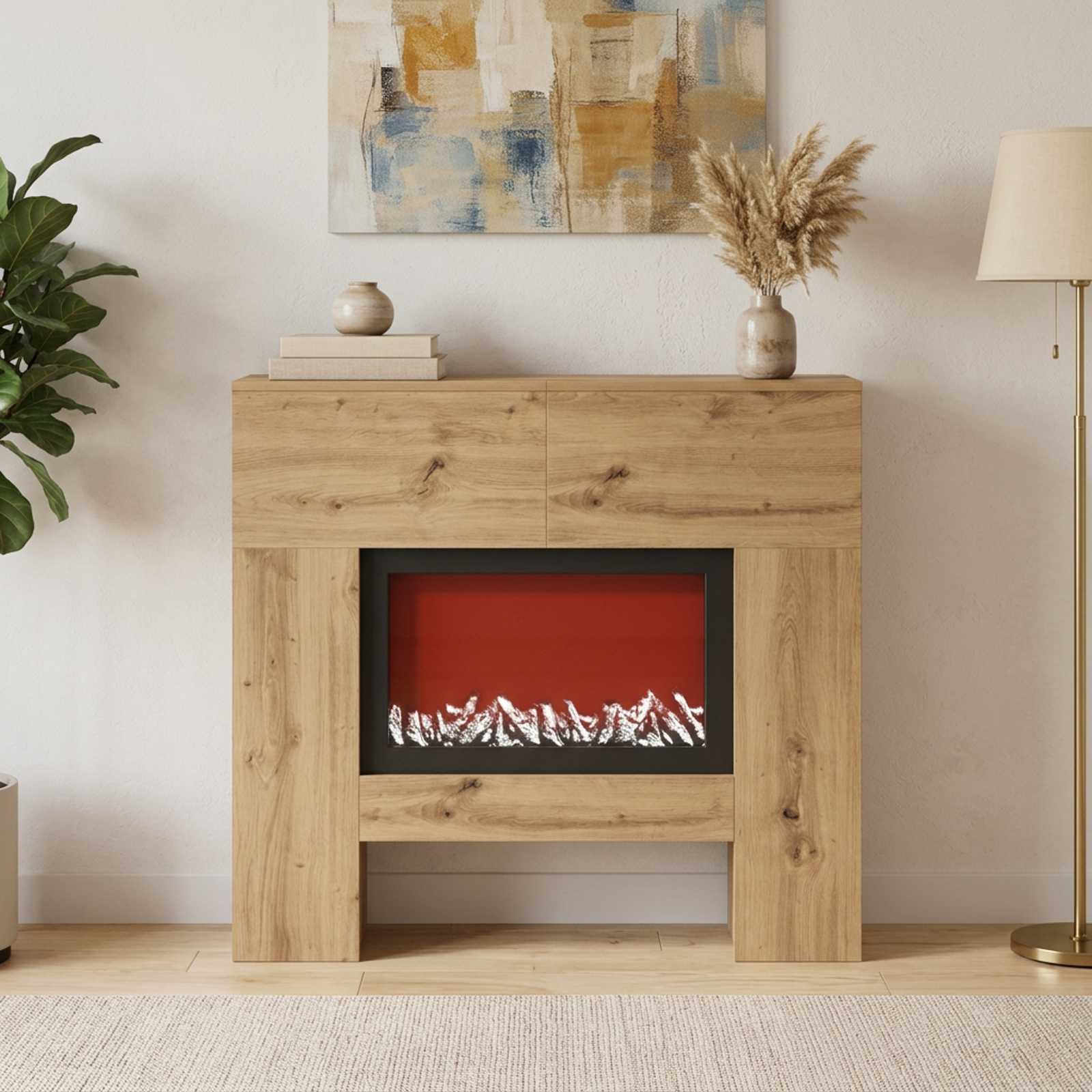 Električni kamin Artisan hrast 100 x 24,5 x 90 cm