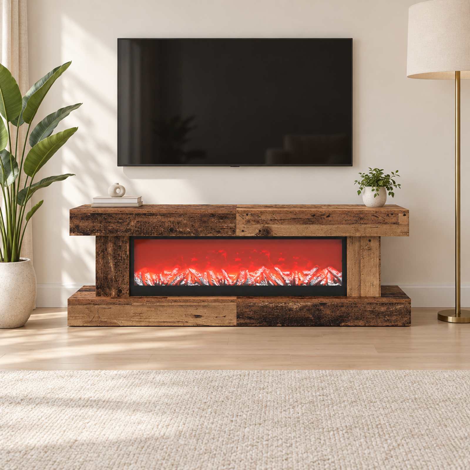 vidaXL Elektrisk peis Gammelt tre 150 x 30 x 50 cm Konstruert tre
