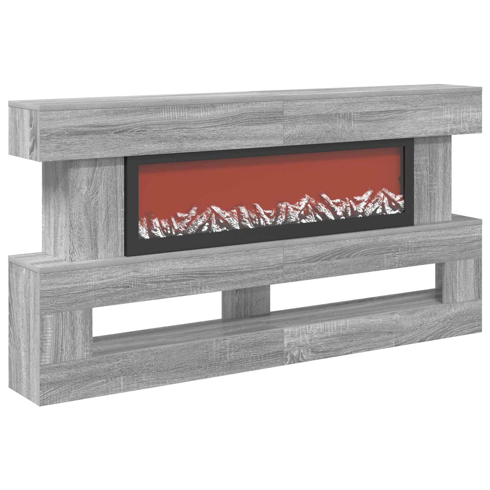 Električni kamin Siva Sonoma 150 x 21 x 77 cm Inženirski les