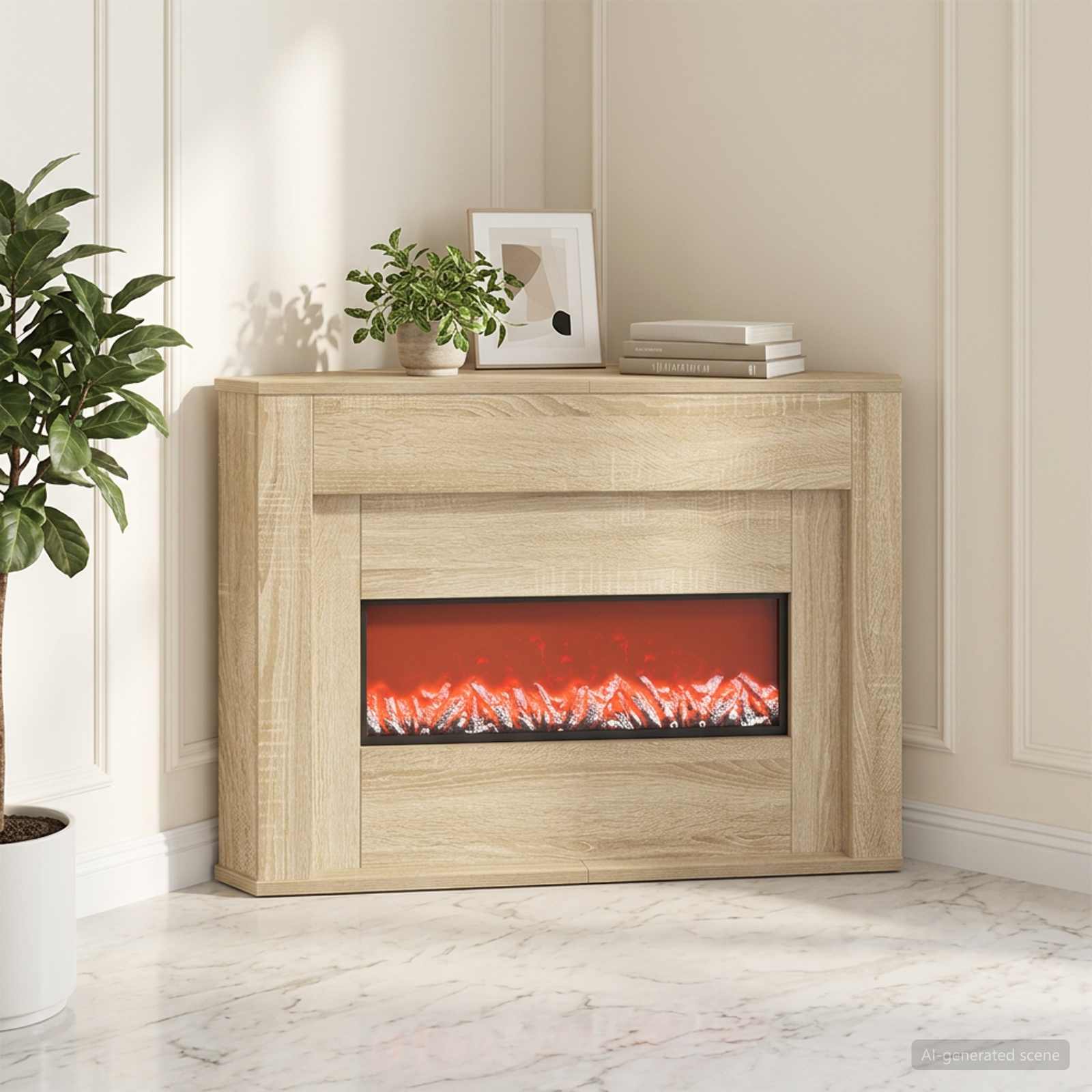 vidaXL Peis med LED-stripe Sonoma 95 x 42,5 x 60 cm Konstruert tre