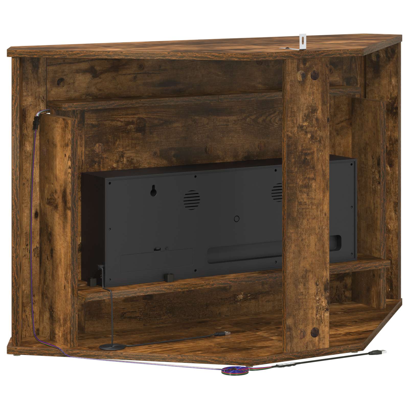 Kamin z LED-trakom Dimljen hrast 95 x 42,5 x 60 cm