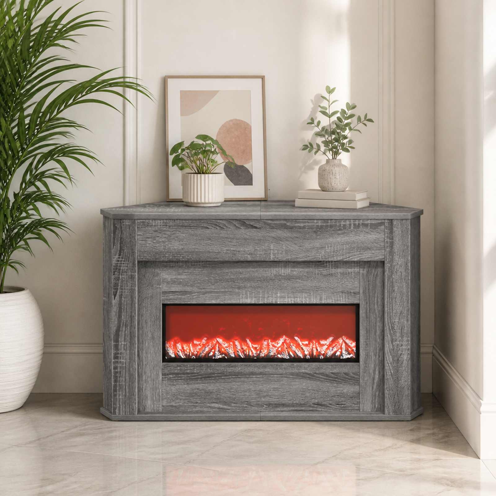 Kamin z LED-trakom Siva Sonoma 95 x 42,5 x 60 cm Inženirski les