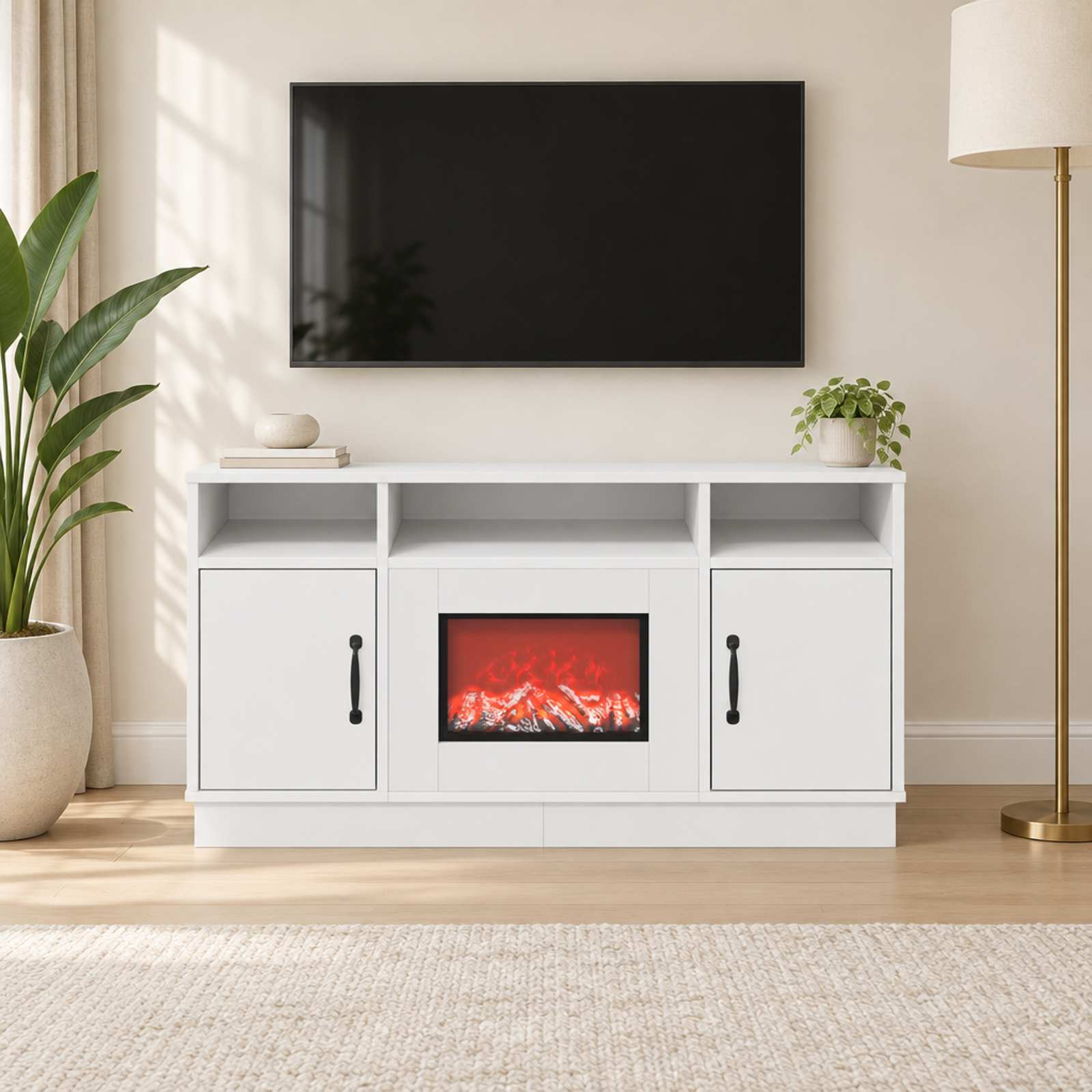 Električni kamin Bela 100 x 33 x 55 cm Inženirski les