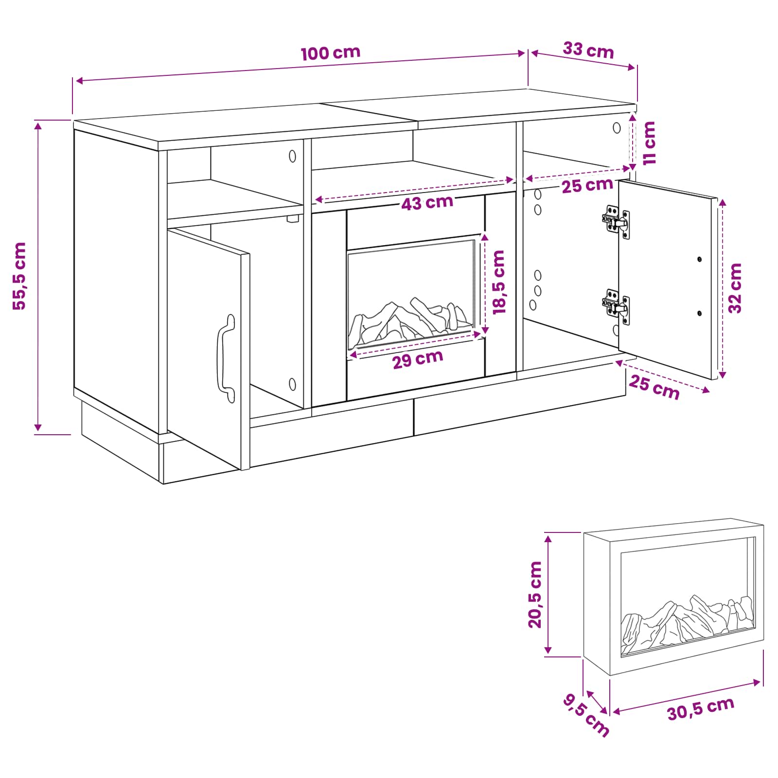 Električni kamin Star les 100 x 33 x 55 cm Inženirski les