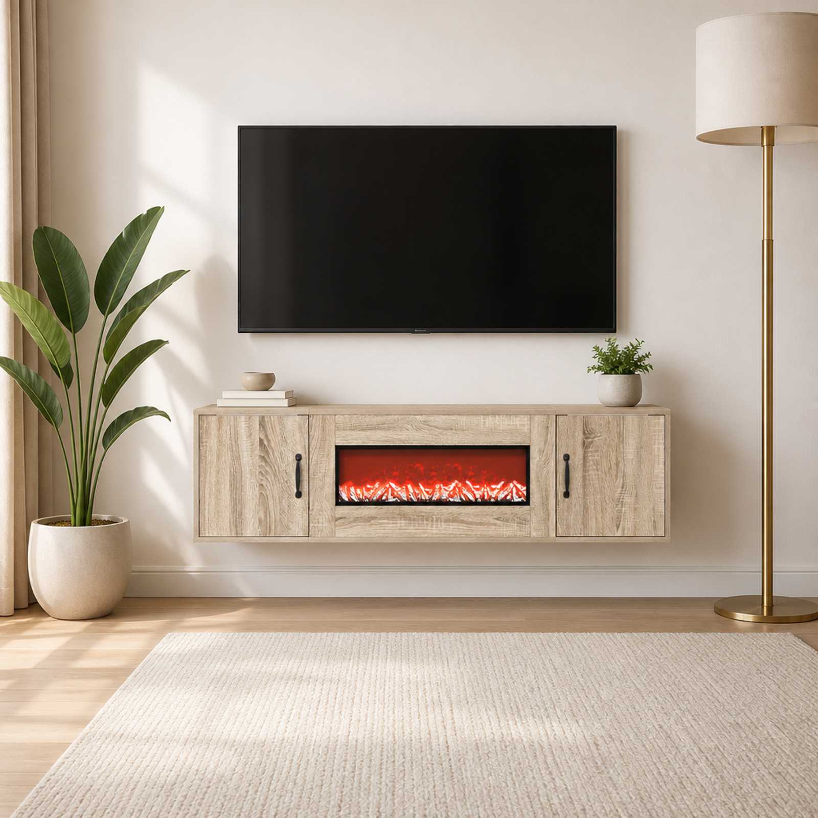 vidaXL Elektrisk peis Sonoma 140,5 x 30 x 39 cm Konstruert tre