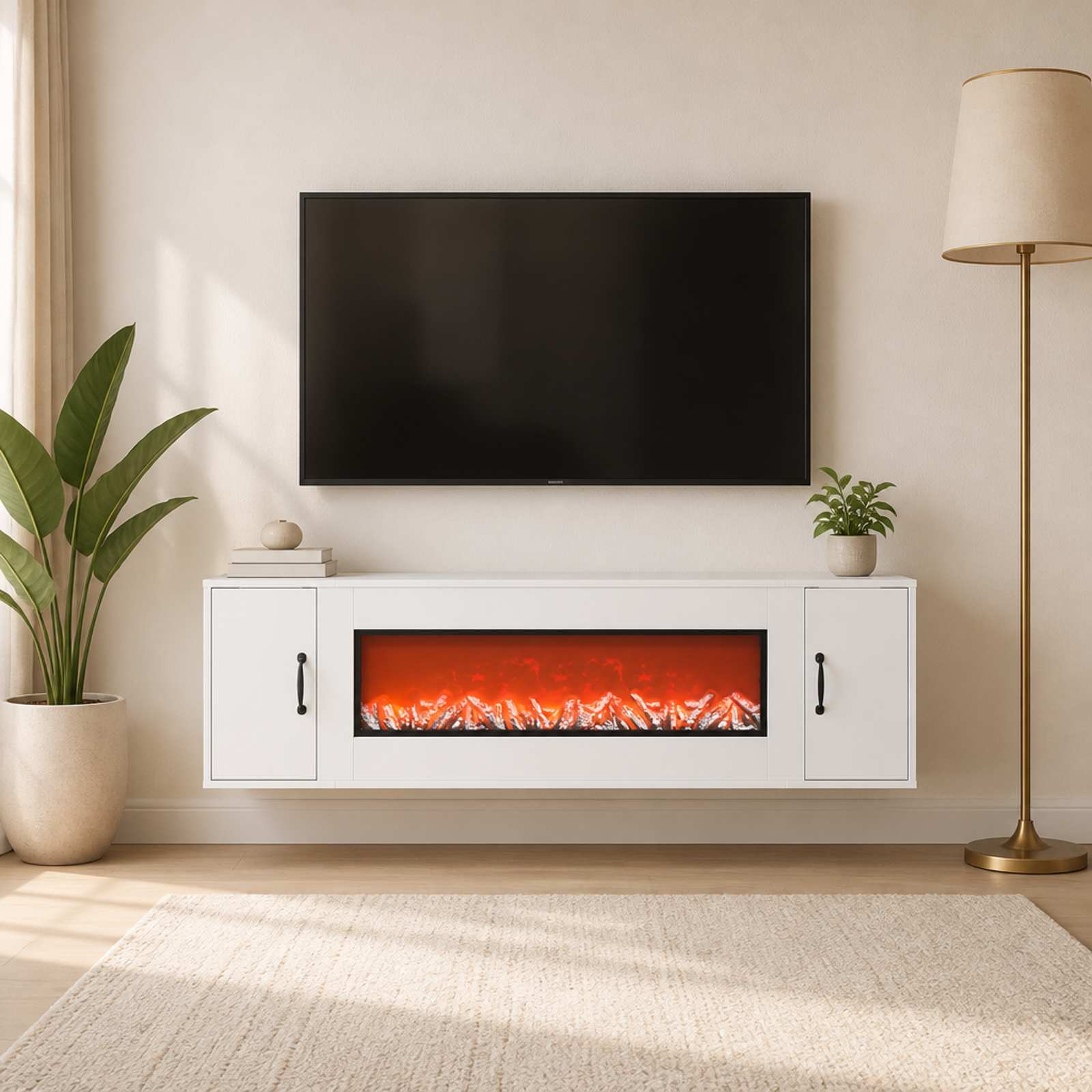 Električni kamin Bela 155 x 30 x 44 cm Inženirski les