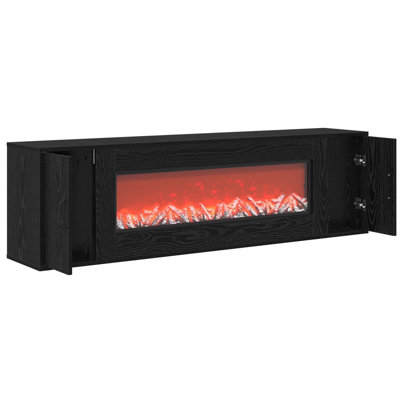 Električni kamin Črni hrast 155 x 30 x 44 cm Inženirski les