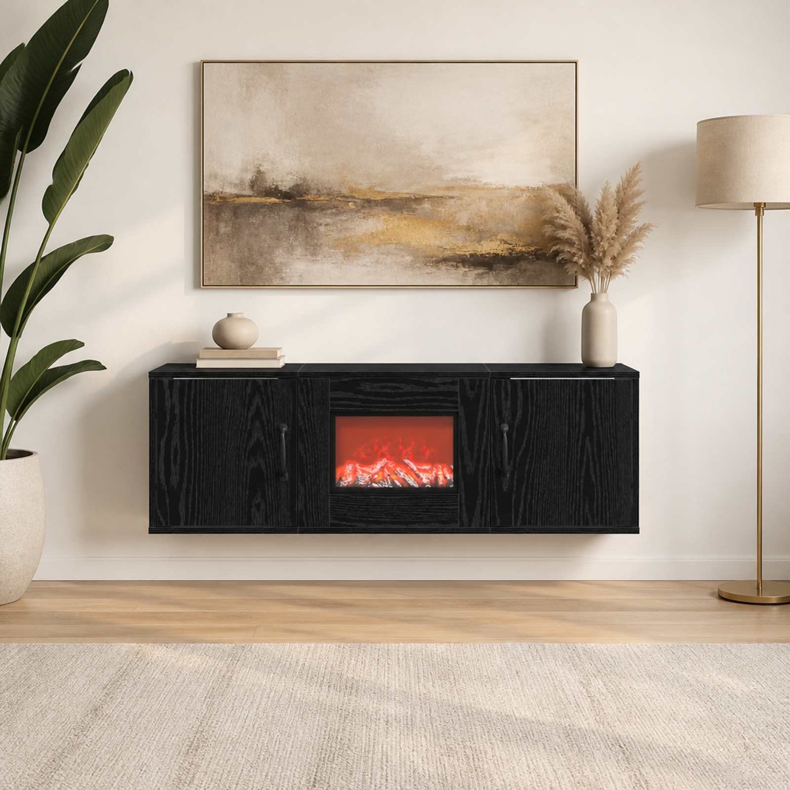 Električni kamin Črni hrast 110 x 30 x 36,5 cm Inženirski les