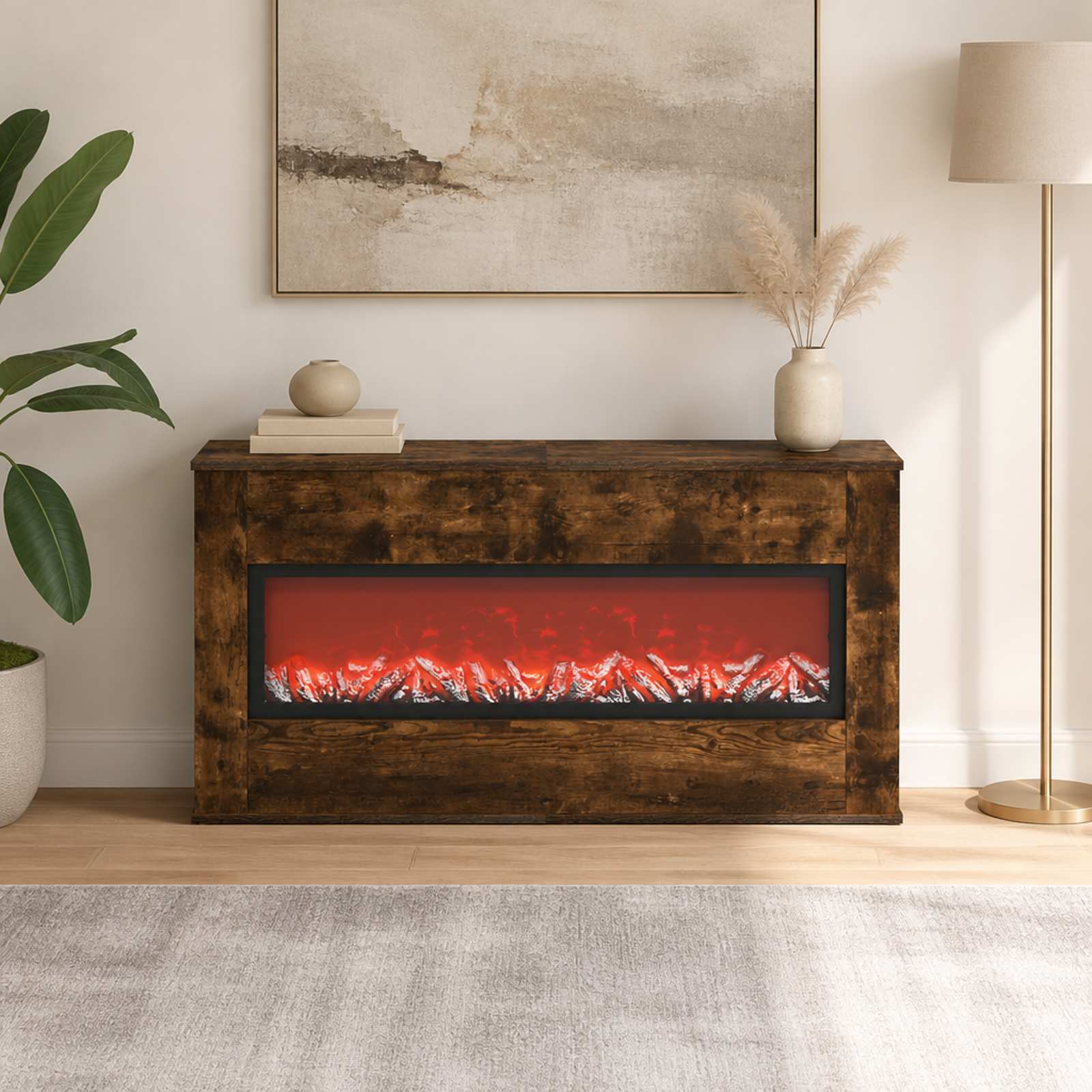 Električni kamin Dimljen hrast 114 x 18 x 58,5 cm