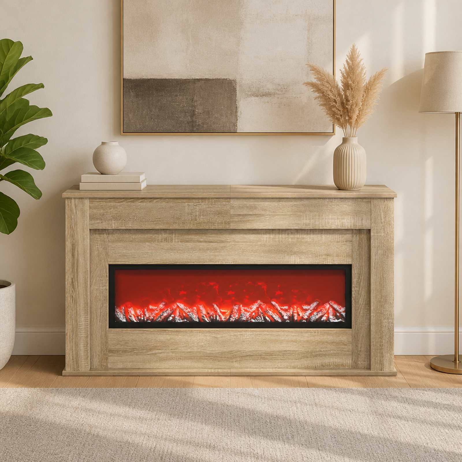Kamin z LED-trakom Sonoma 130 x 20 x 69,5 cm Inženirski les