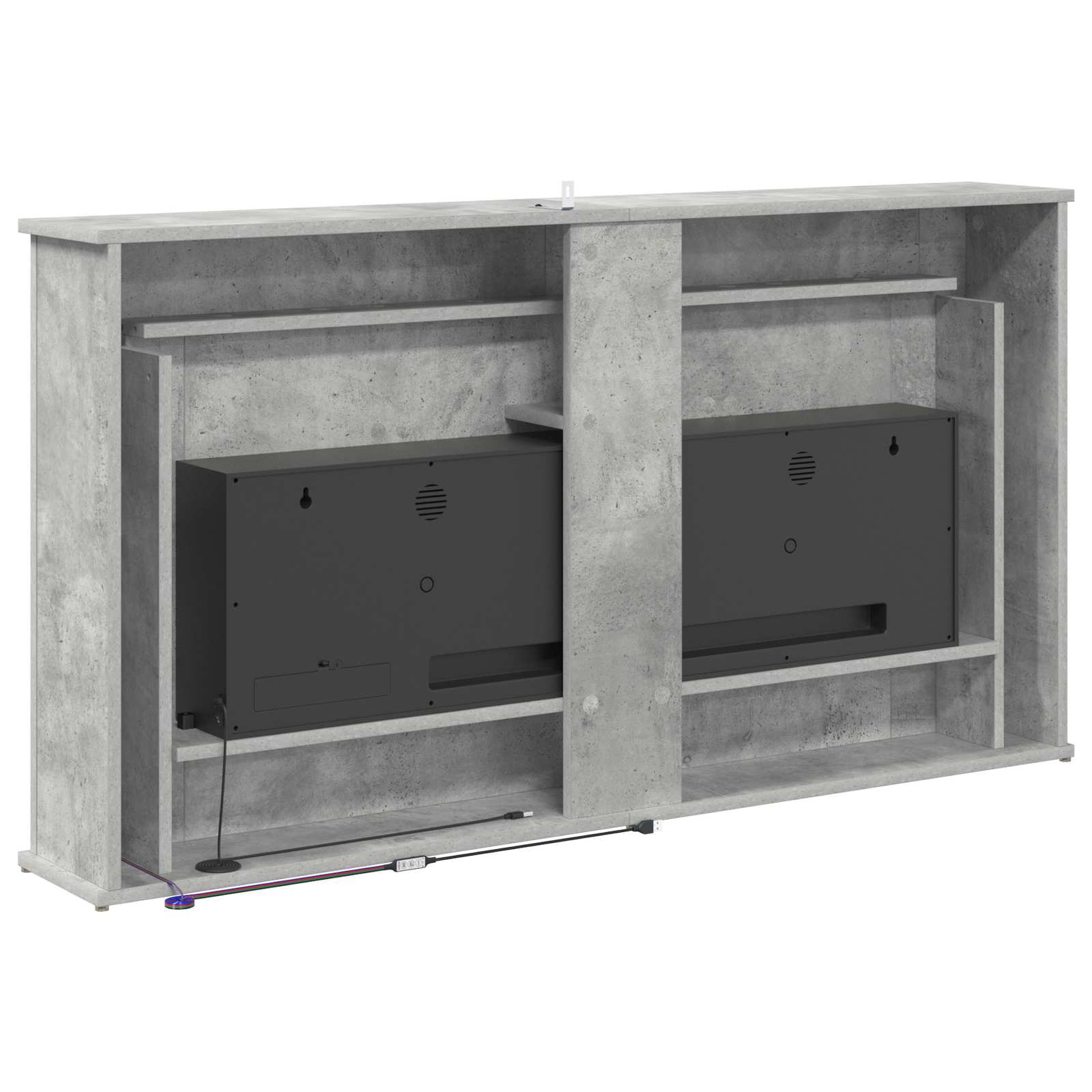 Kamin z LED-trakom Beton 130 x 20 x 69,5 cm Inženirski les