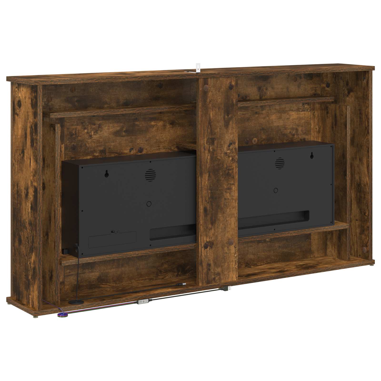 Kamin z LED-trakom Dimljen hrast 130 x 20 x 69,5 cm