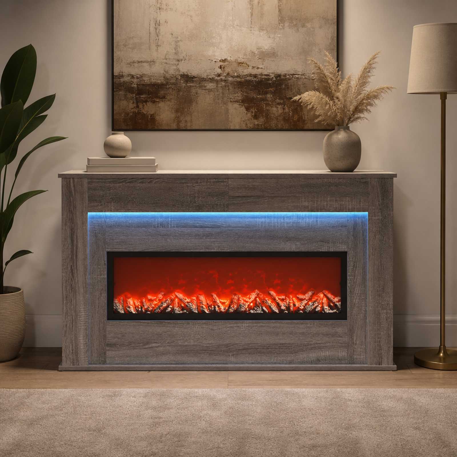 Kamin z LED-trakom Siva Sonoma 130 x 20 x 69,5 cm
