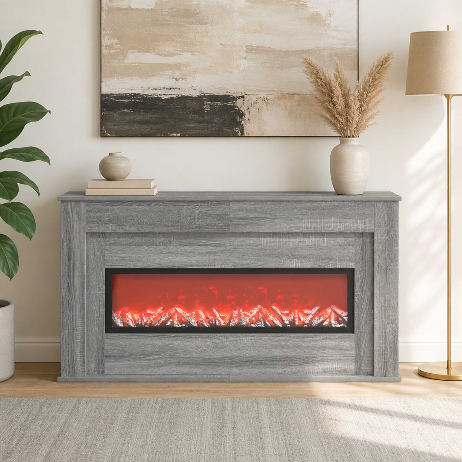Kamin z LED-trakom Siva Sonoma 130 x 20 x 69,5 cm