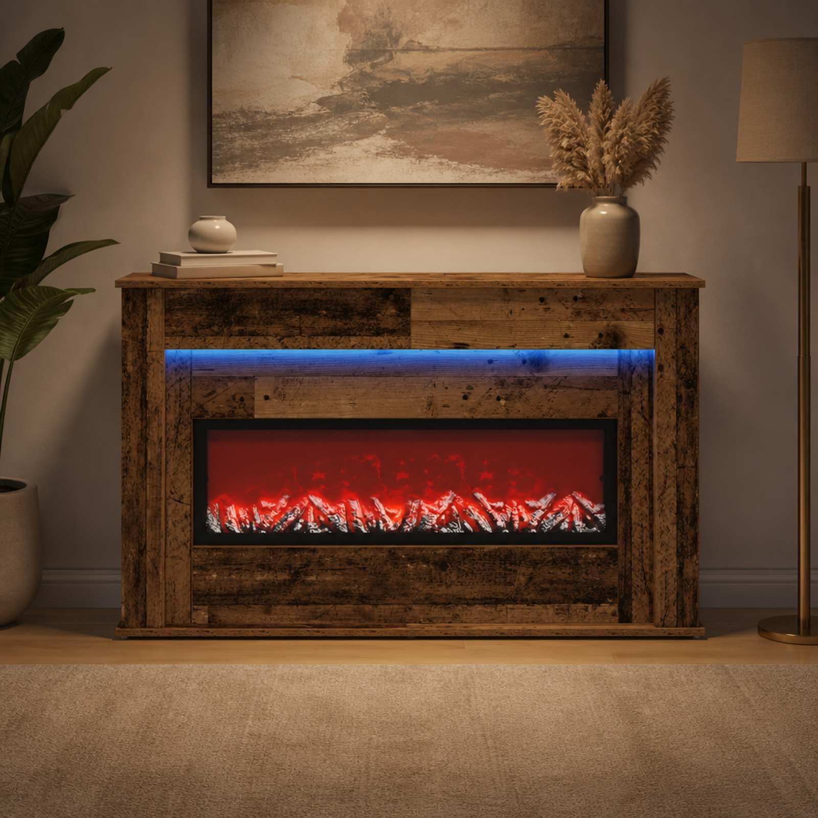 Kamin z LED-trakom Star les 130 x 20 x 69,5 cm Inženirski les