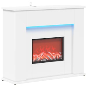 vidaXL LED-ribaga kamin Valge 63 x 20 x 54,5 cm Tehispuit