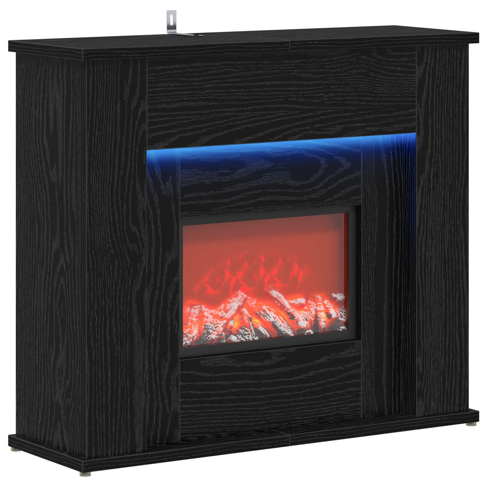 vidaXL Peis med LED-stripe Svart eik 63 x 20 x 54,5 cm Konstruert tre