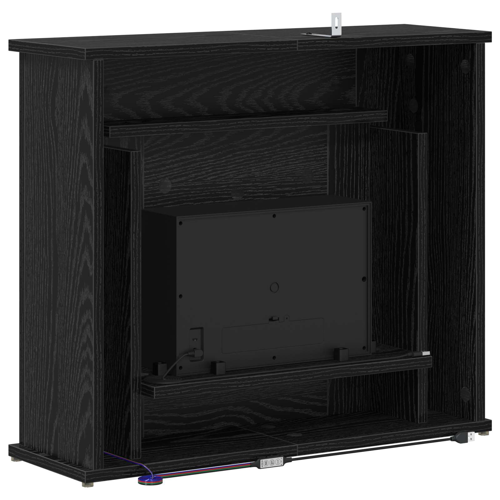 Kamin z LED-trakom Črni hrast 63 x 20 x 54,5 cm Inženirski les