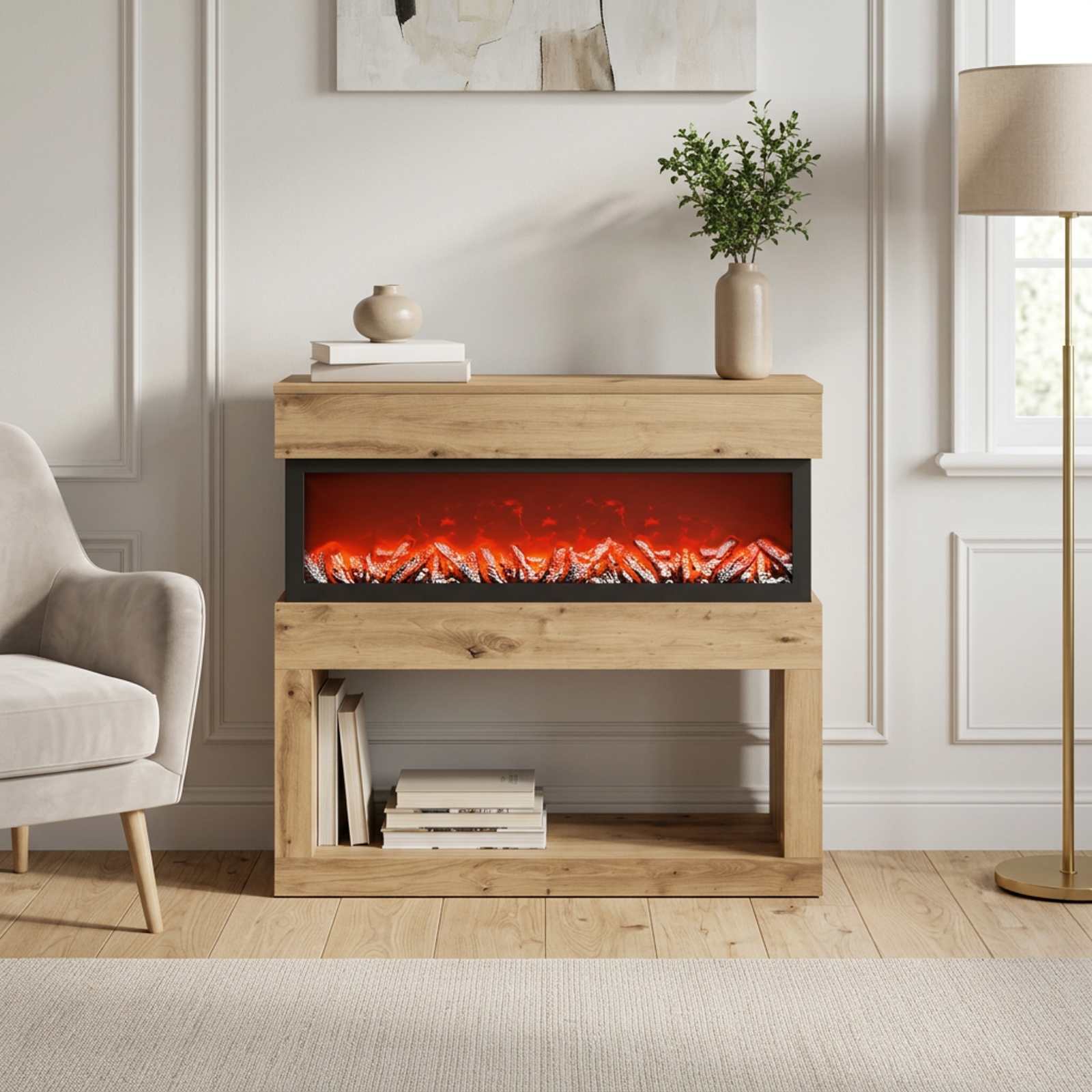 Električni kamin Artisan hrast 102 x 30 x 94 cm Inženirski les