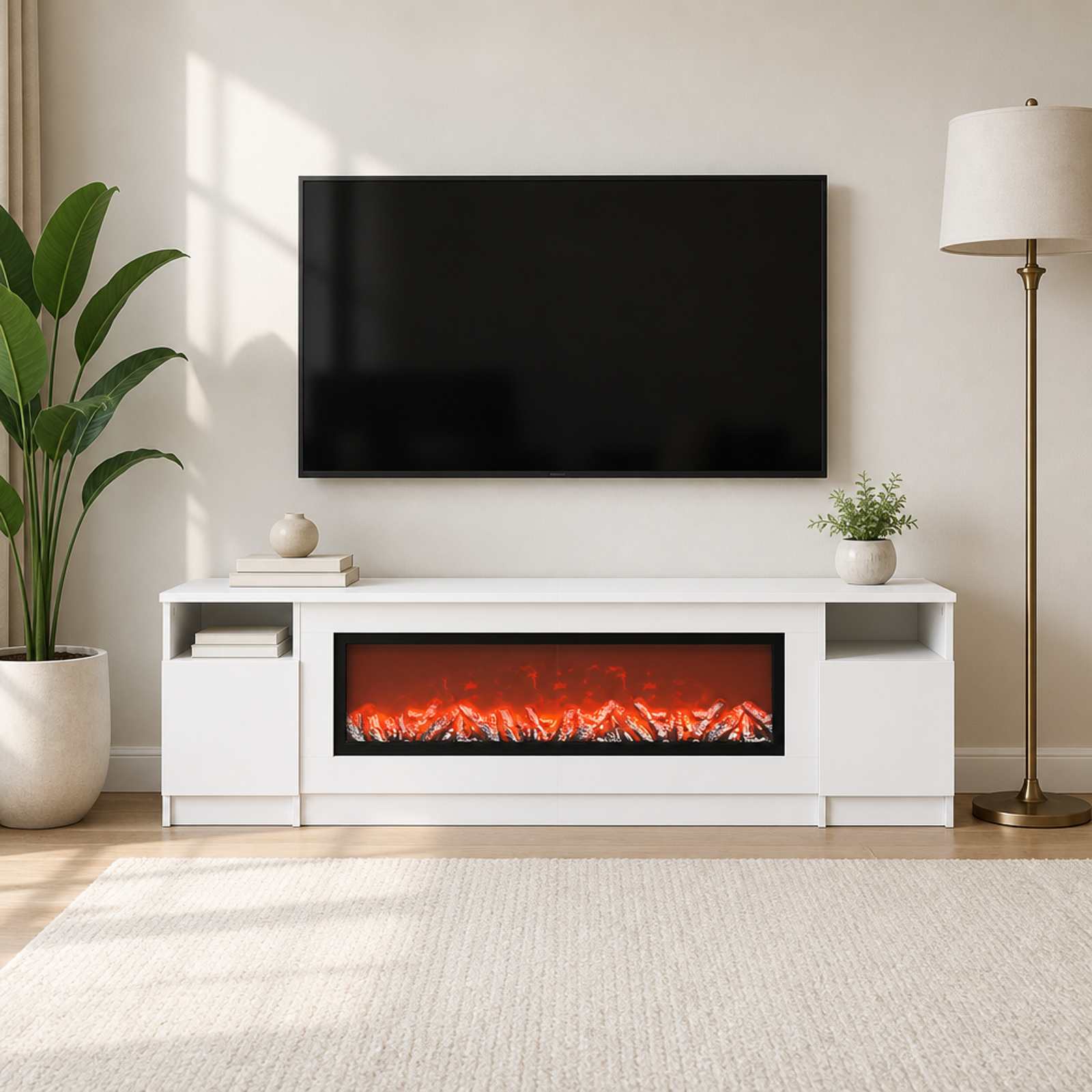 Električni kamin Bela 165 x 28,5 x 47 cm Inženirski les