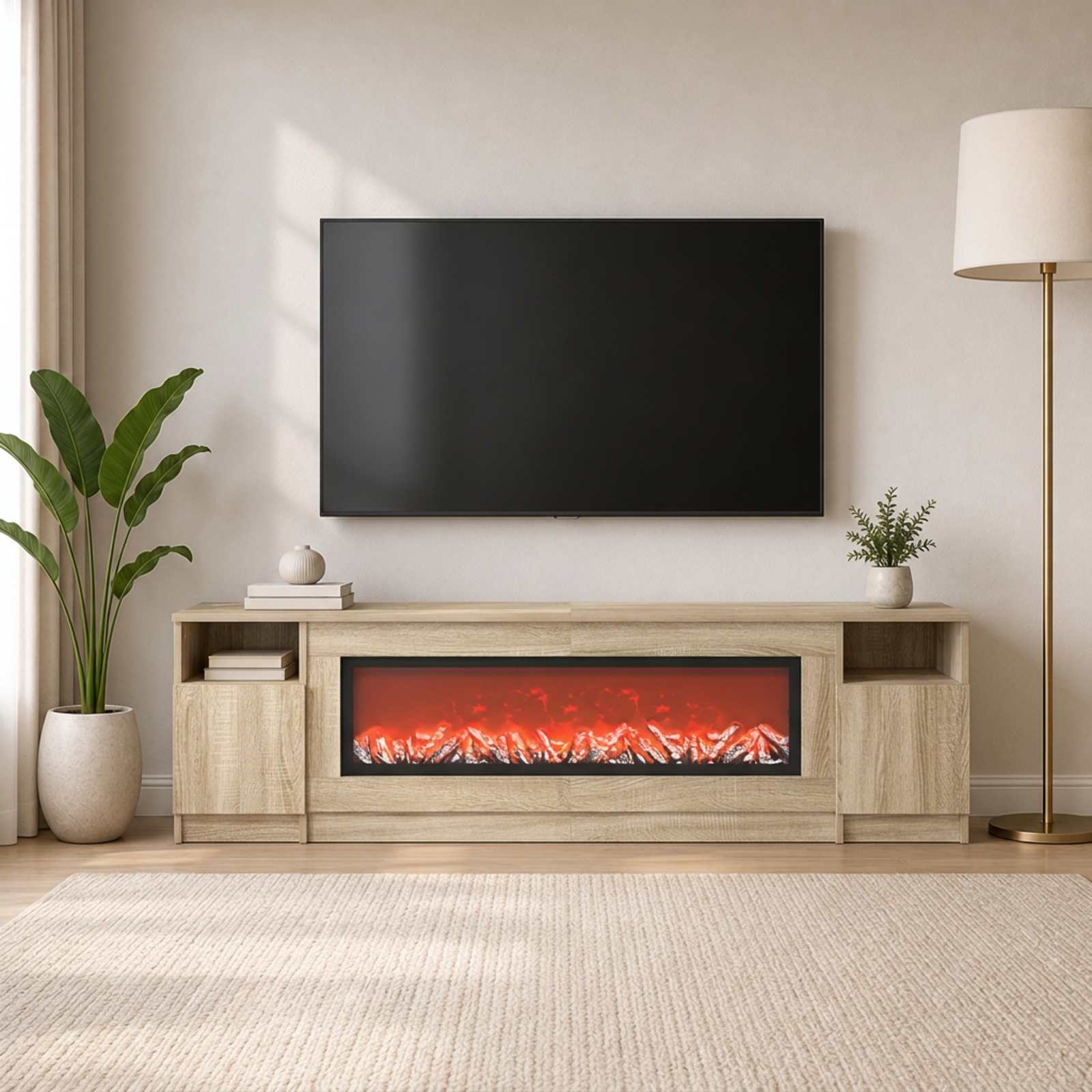 vidaXL Elektrisk peis Sonoma 165 x 28,5 x 47 cm Konstruert tre