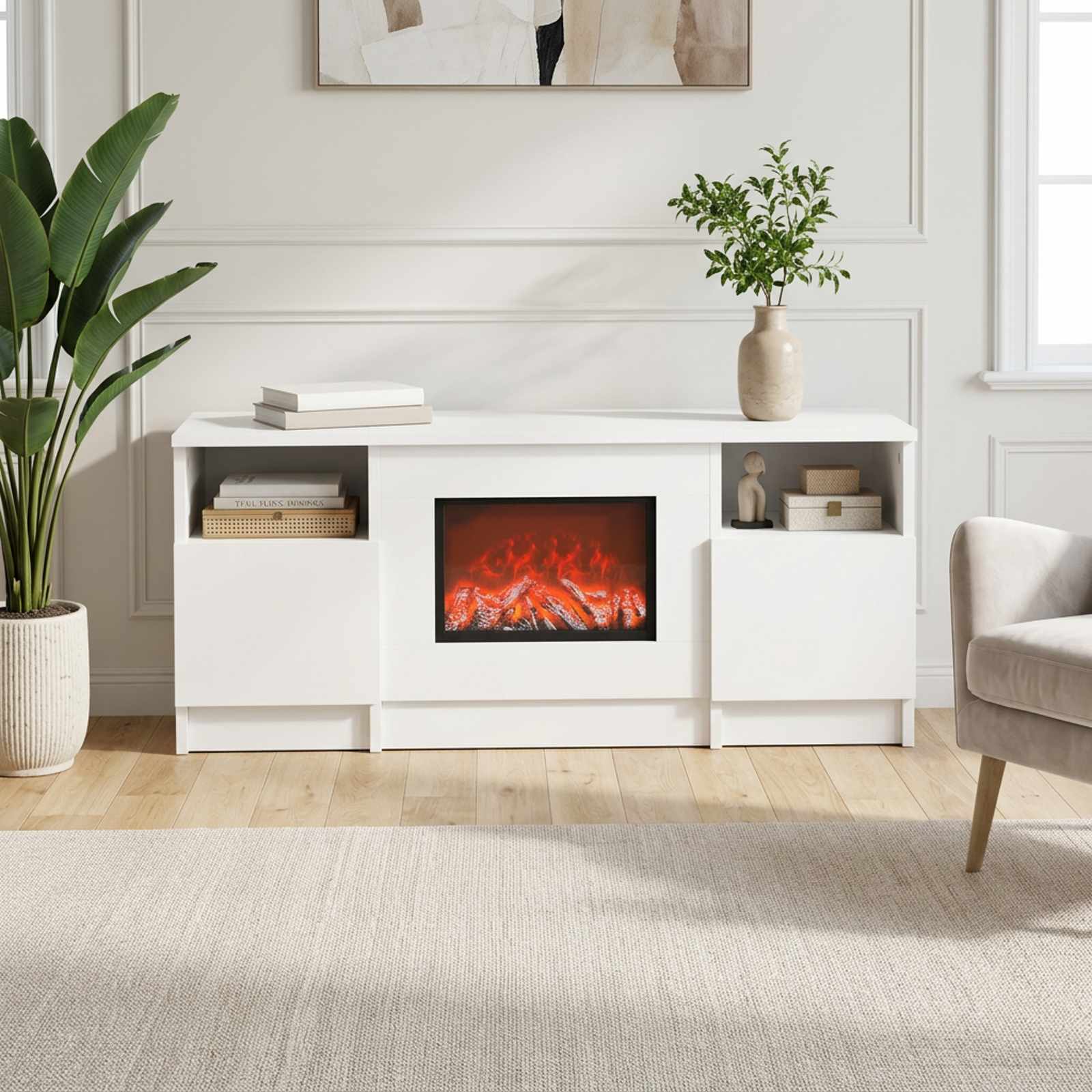 Električni kamin Bela 98 x 28,5 x 40,5 cm Inženirski les