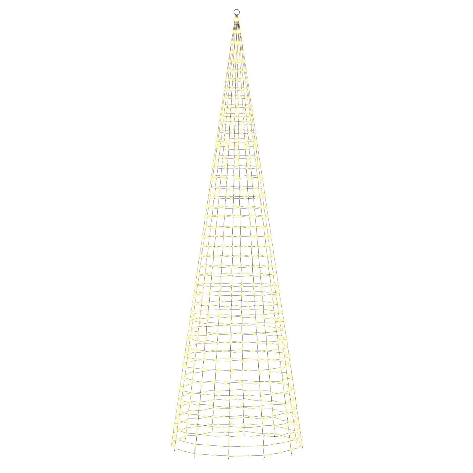 vidaXL - Kerstboomverlichting - met - grondspies - en - vlaggenmast - 500 - cm