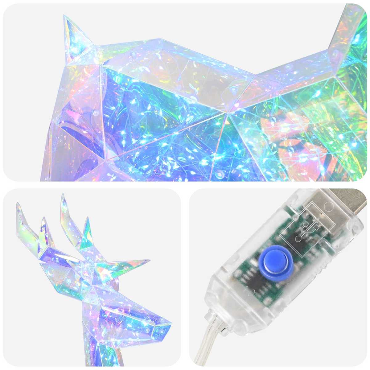 Prismatisk iriserende LED-rensdyr Flerfarvet 48 x 19 x 86 cm - Billede 4