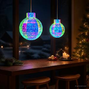 Prismatická iridescentní LED vánoční koule 2 ks Vícebarevný